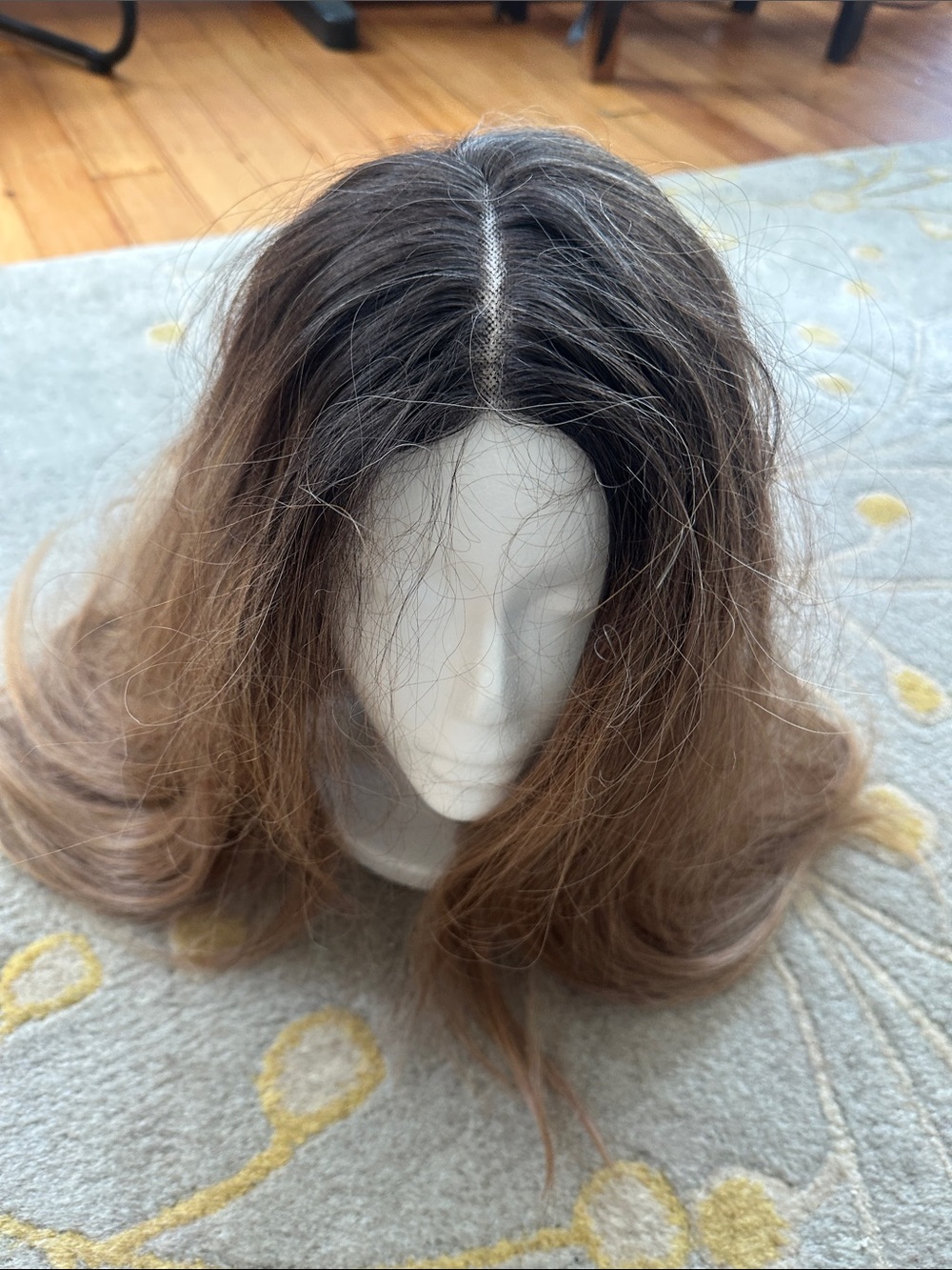 Long Straight Ombre Wig with Center Part - Brown to Blonde - Picture 3 of 5